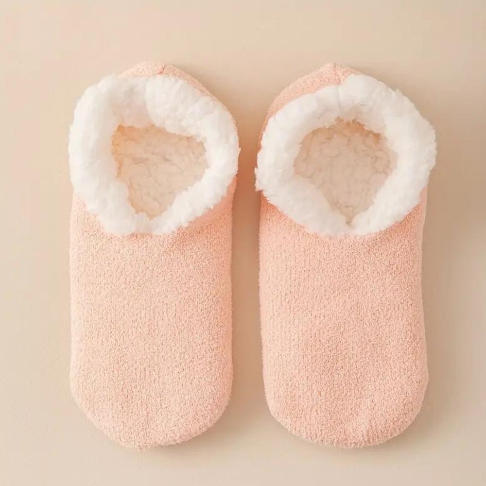 Plush House Slipper Socks Pink