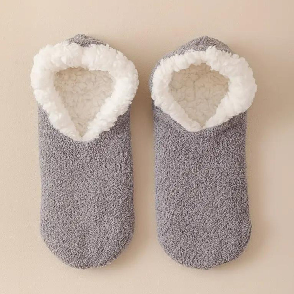 Plush House Slipper Socks Grey